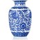 QINLANG Qinlang 9 in Small Ceramic Vases for Flowers Blue and White Flower Vase for Centerpieces Lotus Pattern