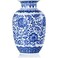 QINLANG Qinlang 9 in Small Ceramic Vases for Flowers Blue and White Flower Vase for Centerpieces Lotus Pattern