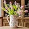 Teweiqi Retro Rustic Large Ceramic Vase with Handle Distressed Farmhouse Pitcher for Home Ideal Shelf Decor Floral Vase for Living Room Bedroom Office Table Centerpiece Decorations 9 Inch