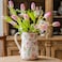 Teweiqi Retro Rustic Large Ceramic Vase with Handle Distressed Farmhouse Pitcher for Home Ideal Shelf Decor Floral Vase for Living Room Bedroom Office Table Centerpiece Decorations 9 Inch