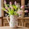 Teweiqi Retro Rustic Large Ceramic Vase with Handle Distressed Farmhouse Pitcher for Home Ideal Shelf Decor Floral Vase for Living Room Bedroom Office Table Centerpiece Decorations 9 Inch