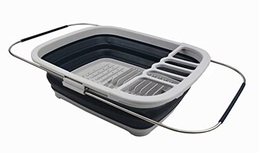 SAMMART 8L 211Gallons Expandable Collapsible Dish Drainer Foldable Drying Rack Portable Dinnerware Organizer Space Saving Kitchen Storage Tray GreySlate Grey 1