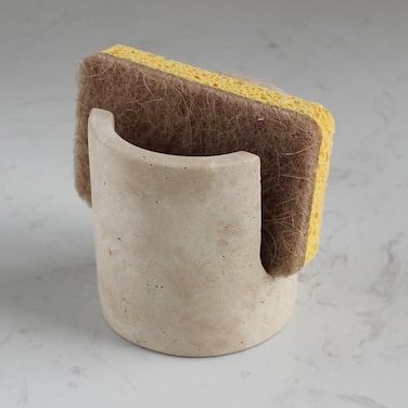 Nawgnail Natural Marble Travertine Sponge Holder for Kitchen Counter Drying Rack Sponge Caddy for Sink Organizer Beige Travertine