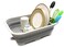 SAMMART 12L 317 Gallon Collapsible Dish Drainer with Swivel spout Foldable Drying Rack Set Portable Dinnerware Organizer Space Saving Kitchen Storage Tray Grey