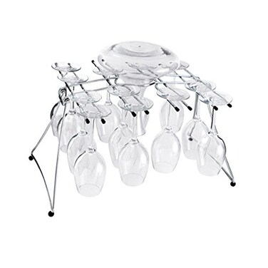 Oenophilia Fusion Stemware Wine Decanter Drying and Storage Rack 16 Wine Glass Rack and Holder Foldable