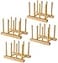 Lawei Set of 4 Bamboo Dish Rack 3 Slots Cutting Board Racks Plate Rack Stand Pot Lid Holder for Bowl Cup Cutting Board and More