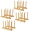 Lawei Set of 4 Bamboo Dish Rack 3 Slots Cutting Board Racks Plate Rack Stand Pot Lid Holder for Bowl Cup Cutting Board and More