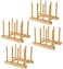 Lawei Set of 4 Bamboo Dish Rack 3 Slots Cutting Board Racks Plate Rack Stand Pot Lid Holder for Bowl Cup Cutting Board and More