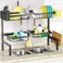 SNSLXH 4 Baskets 2Tier Over The Sink Dish Drying Rack 265735 Large Sink Rack for Kitchen Extensible and Adjustable Saving Kitchen Space