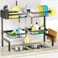 SNSLXH 4 Baskets 2Tier Over The Sink Dish Drying Rack 265735 Large Sink Rack for Kitchen Extensible and Adjustable Saving Kitchen Space