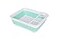 J&amp;V TEXTILES JV TEXTILES Collapsible Dish Drying Rack Popup for Easy Storage Drain Water Directly into The Sink Room for Eight Large Plates Sectional Cutlery and Utensil Compartment Compact Blue