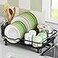 ROTTOGOON Dish Drying Rack Stainless Steel Rustproof Dish Rack for Kitchen Counter Sturdy Dish Drainer with Drainboard Drainage Utensil Holder for Various Kitchenware 162L x 126W Black