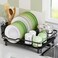 ROTTOGOON Dish Drying Rack Stainless Steel Rustproof Dish Rack for Kitchen Counter Sturdy Dish Drainer with Drainboard Drainage Utensil Holder for Various Kitchenware 162L x 126W Black