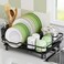ROTTOGOON Dish Drying Rack Stainless Steel Rustproof Dish Rack for Kitchen Counter Sturdy Dish Drainer with Drainboard Drainage Utensil Holder for Various Kitchenware 162L x 126W Black