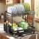 Nfnoyp Dish Drying Rack 2 Tier SpaceSaving Dish Rack Multifunctional Dish Drainer for Kitchen Counter with DrainboardUtensilCup Holder Rustproof Carbon Steel Black
