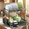 Nfnoyp Dish Drying Rack 2 Tier SpaceSaving Dish Rack Multifunctional Dish Drainer for Kitchen Counter with DrainboardUtensilCup Holder Rustproof Carbon Steel Black