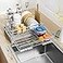 Laveshop Dish Drying Rack Expandable Rack Large Capacity Dish Drainer for Kitchen Counter RustProof with Utensil Holder Gray