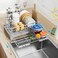 Laveshop Dish Drying Rack Expandable Rack Large Capacity Dish Drainer for Kitchen Counter RustProof with Utensil Holder Gray