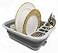 SAMMART Collapsible Dish Drainer with Drainer Board Foldable Drying Rack Set Portable Dinnerware Organizer Space Saving Kitchen Storage Tray 1 Grey