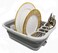 SAMMART Collapsible Dish Drainer with Drainer Board Foldable Drying Rack Set Portable Dinnerware Organizer Space Saving Kitchen Storage Tray 1 Grey