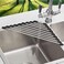 SHUYUE Triangle Dish Drying Rack for Sink Corner Roll Up Dish Drying Rack Folding Stainless Steel Multipurpose Over The Sink Corner Dish Drainer Mat for Kitchen Black