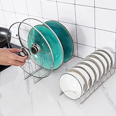 MINGFANITY Small Bowl DrainerStainless Steel Bowl Drying Rack for Kitchen Counter Organizer Storage Storage Shelf Chrome 1 Dish Rack and 1 Bowl Rack