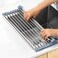 MECHEER Over The Sink Dish Drying Rack Roll Up Dish Drying Rack Kitchen Dish Rack Stainless Steel Sink Drying Rack Foldable Dish Drainer 175x118