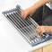 MECHEER Over The Sink Dish Drying Rack Roll Up Dish Drying Rack Kitchen Dish Rack Stainless Steel Sink Drying Rack Foldable Dish Drainer 175x118