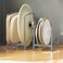 MINGFANITY 2PCS Plate Holders Organizer Metal Dish Storage Dying Display Rack for Cabinet Counter and Cupboard Grey Small and Large