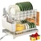 QECOUI 2Tier Dish Drying Rack with Drainboard Sink Countertop Metal Dish Rack Organizer Dish Drainers for Kitchen Counter White Dish Racks