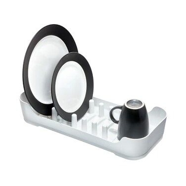 iDesign Compact Dish Drying Rack for Kitchen Counter White