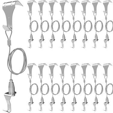 appacare 16 Pcs Picture Rail Hanging SystemPicture Rail Hooks Molding Hooks Picture Rail HangersAdjustable Picture Wire Hooks Kit with 3ft 1 m Length Cable with LoopPicture Hanging Kit