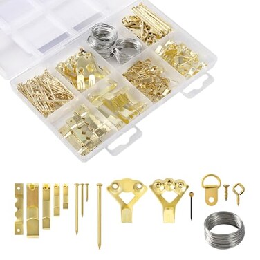 PAN PARRY 245 PCS Picture Hanging Kit Picture Hangers Assorted Kit with Heavy Duty Wall Hooks Sawtooth Picture Wire D Rings Hardware Nails Eye Hooks and Picture Hanging Tool for Frame Canvas Mounting