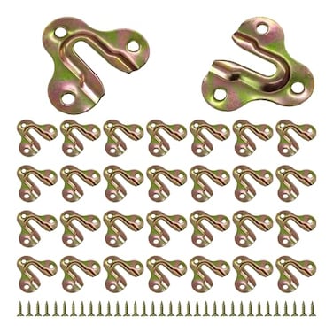 AUXBC 30Pcs Zinc Yellow Keyhole Hangers Single Keyhole Wall Mount Hanging Plates for Mirrors Picture Frames Coat Racks Wooden Boards