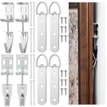 Blulu 4 Set Heavy Duty Mirror Hanging Kit Picture Hangers J Hooks Adjustable Hangers and Leveling Hardware Large Supports up to 100 Lbs Mirror Hanging Hardware for Mirrors Pictures Frame