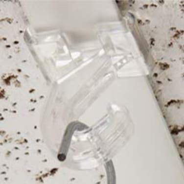 STORE FIXTURES Clear Plastic Drop Ceiling Hooks with Hinge One Piece Grid Ceiling Hangers 10 Pack
