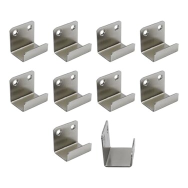 Coshar 10Pcs Stainless Steel Hanger Bracket for Ceramic Tile Billboard Wall Tile Display Heavy Duty Flat J Clamp Hook Hanger Wall Mounted Clip Bracket Hook Fastener Silver Inner Width 25mm