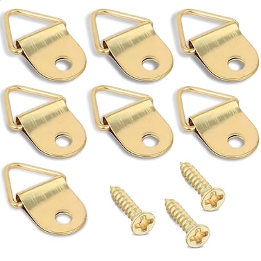 Minibird DRing Triangle Hooks for Hanging Picture 100Pcs Small Decorative Hooks with Screws Picture Hanging Hooks Home Improvement Wall Hook Picture Frame Hanger Golden Heavy Duty Picture Hangers