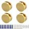 Funnytek Frameless Mirror Mounting Hardware Kit Zinc Alloy Mirror Holder Clips Round Shape DualScrew Fixing Mirror Glass Hanging Bracket with Screws and Anchors Fit for 35mm ThicknessGolden Set of 4