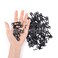 Framendino 50 Pack Black Metal Single Keyhole Hangers with Screws Hanger Fasteners Picture Hanging Bracket Plate for Mirror Frames