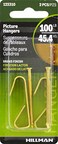 Hillman 122310 Brass Conventional Picture Hanger 2 Pack 100lb