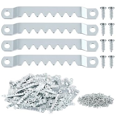 QWORK Sawtooth Hangers Large with Screws 100 Pcs Steel with Zinc Finish Includes 200 6 x 12 inch Screws Canvas and Picture Frame Hangers