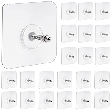 Tivcck 20pcs Adhesive Wall Mount Screw Hooks Heavy Duty Adhesive Hooks Seamless Screws for Wall Mount Shelf Kitchen Bathroom Home Office 14 mm13 lbsMax