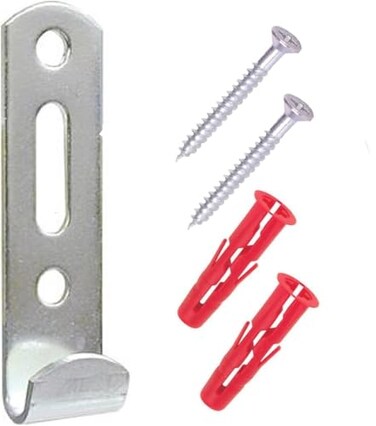Taskar J Wall Hook Picture Hanging Heavy Duty Fixings 5 Pack Chrome