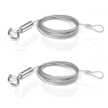 ZKSM Picture Hanging Rope Wire 2 Packs Stainless Steel Wire with Loop and Hook 15 mmx2 m Heavy Duty Frame Hanger Rope for Light Lamp Hardware Supports up to 30 KG