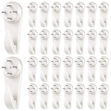 Jetec 30 Pieces Plastic Hardwall Hanger Hooks Concrete Hanging Invisible Nail Wall Hooks Mount NonMark Hanger in 2 Inches for Hardware Concrete Walls Picture Frame