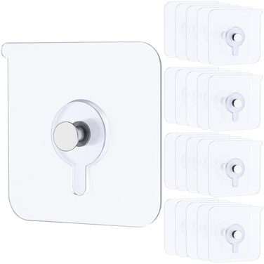Uniclife 20 Pcs Adhesive Picture Hooks 20 lbs Max 22Load No Drill Screw Stickers Heavy Duty Picture Hangers Without Nails No Nail Wall Hooks for Hanging Frame Hanger Sticky Hook for Bathroom Kitchen