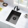 Hovheir Black Bar Sink Undermount 12x16 Small Kitchen Sink Undermount Bar Sinks 16 Gauge Black Stainless Steel Single Bowl Wet Rv Sinks with Bottom Grid