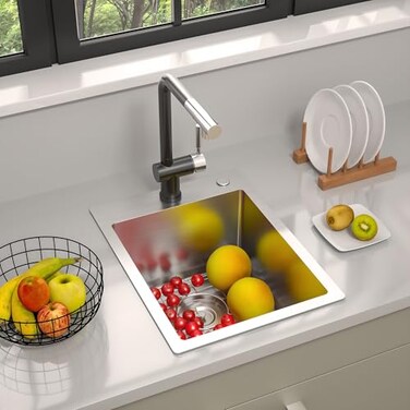 TORVA 15 Topmount Stainless Steel Kitchen Sink 16 Gauge Single Basin BarPrep Sink 9 Deep Brushed Finish