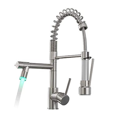 AIMADI Commercial Pull Down Kitchen Faucet Sprayer with LED LightSingle Handle Stainless Steel Kitchen Sink Faucets with Pull Down SprayerSuitable for Farmhouse Camper Laundry Rv Bar